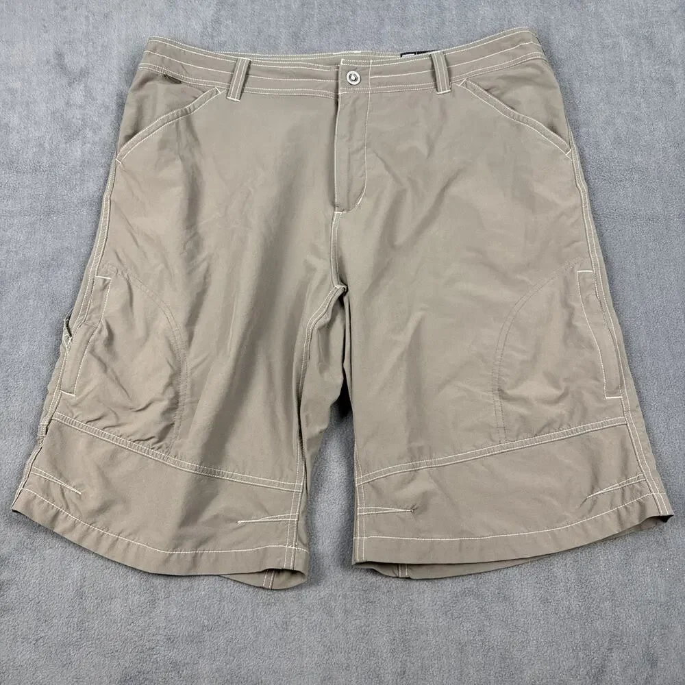 Kuhl Shorts Mens 40 Brown Tan Hiking Camping Chino Outdoor Italian Snap